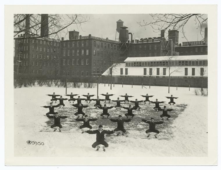 Walker Camp's physical drill by Section # 1, 3rd Naval Disctrict. New Haven, Ct.