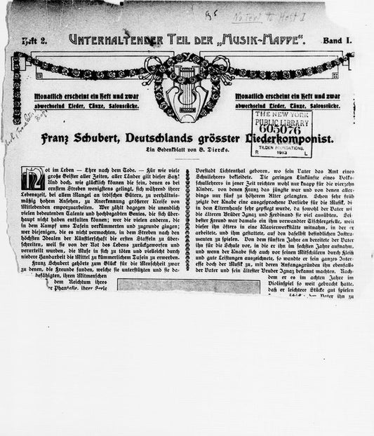 Musik-Mappe: eine Zeitschrift mit Noten-Beilagen