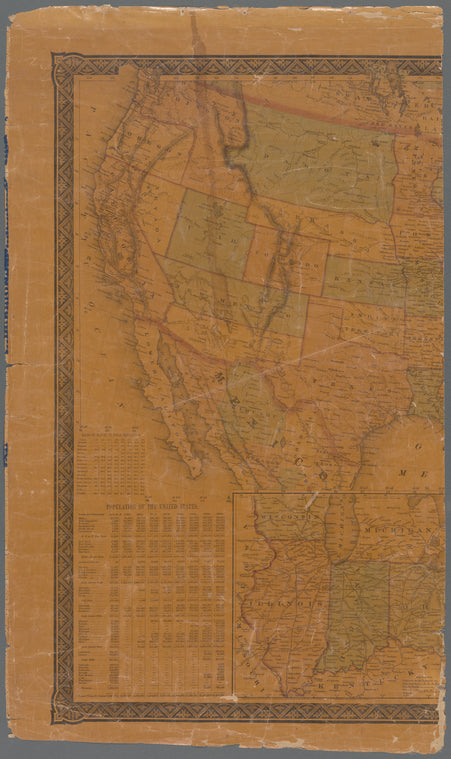 Goldthwait's map of the United States & Canada: exhibiting the railroads with their distances, single and double tracks & width of gauge, and the time compared with noon at Washington and Greenwich