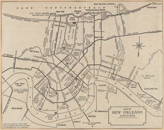 Map of the business district of New Orleans ; Map of New Orleans, Louisiana