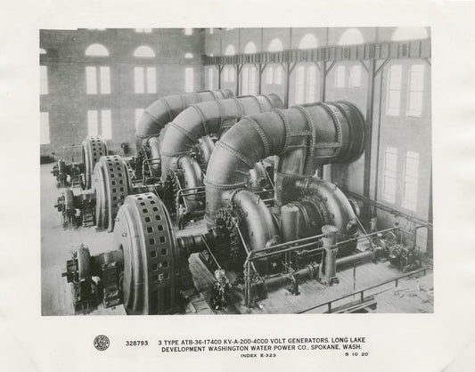3 type ATB-36-17400 KV-A-200-4000 volt generators. Long Lake Development Washington Water Power Co., Spokane, Wash.