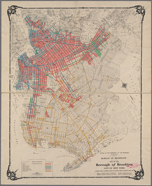 Map of the borough of Brooklyn, City of New York, : showing street pavements other than cobble stone on January first, 1907