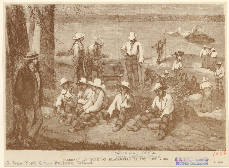 "Zebras" at work on Blackwell's Island, New York