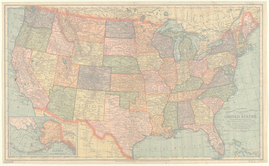 The Matthews-Northrup up-to-date map of the United States: showing chief cities and trunk lines