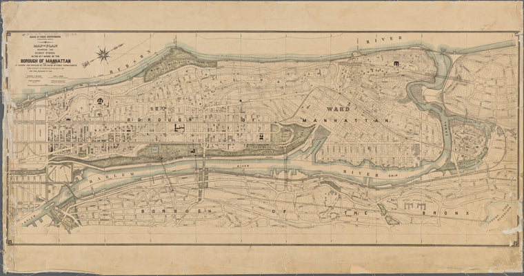 Map or plan showing the street system in the 12th ward of the Borough of Manhattan, as modified by the Board of Public Improvements