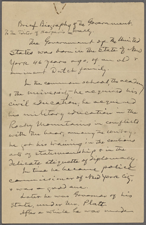 Brief Biography of the Government: To the Editor of Harper's Weekly