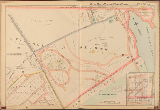 Mount Vernon, Double Page Plate No. 24 [Map bounded by New Rochelle, Long Island Sound, New York City, Prospect Ave.]
