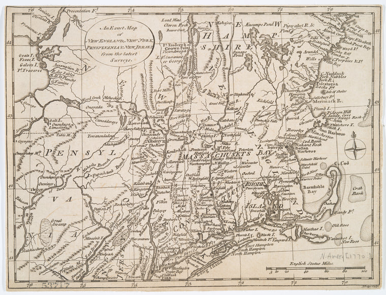 An exact map of New England, New York, Pensylvania & New Jersey, from the latest surveys