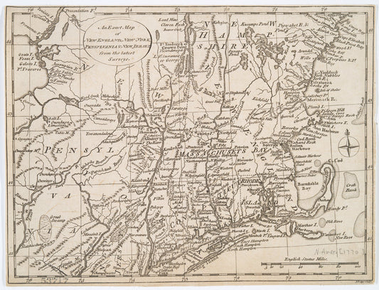 An exact map of New England, New York, Pensylvania & New Jersey, from the latest surveys