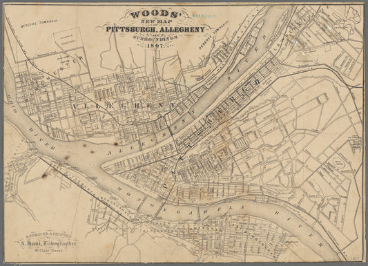 Woods' new map of Pittsburgh, Allegheny and surroundings, 1867