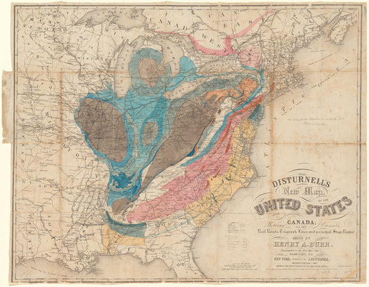 Disturnell's new map of the United States and Canada: showing all the canals, rail roads, telegraph lines and principal stage routes