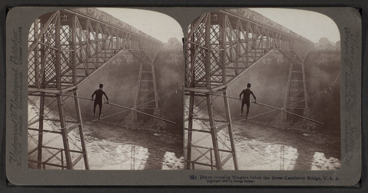 Dixon crossing Niagara below the Great Cantilever Bridge, U.S.A.