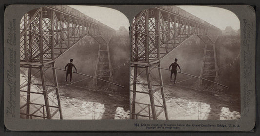 Dixon crossing Niagara below the Great Cantilever Bridge, U.S.A.