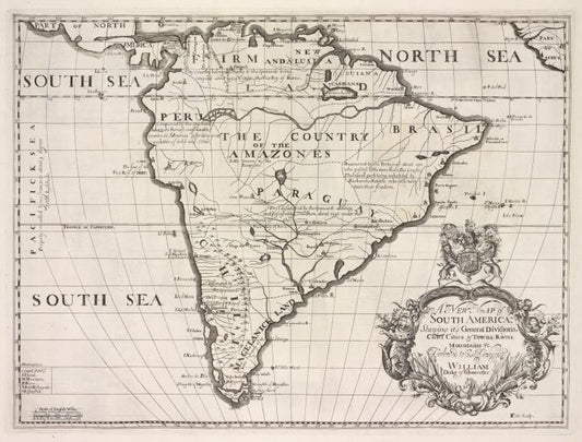 A new map of South Ameerica, shewing its general divisions, chief cities & towns, rivers, mountains &c.