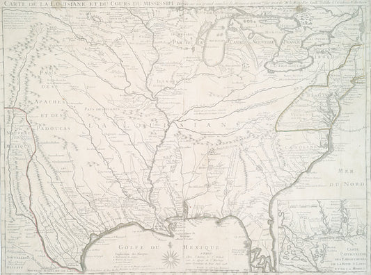 Carte de la Louisiane et du cours du Mississipi : dressée sur un grande nombre de memoires entrautres sur ceux de Mr. le Maire