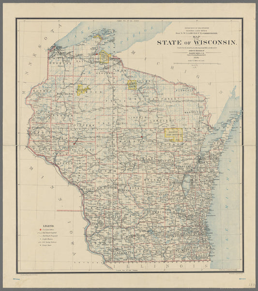 Map of the state of Wisconsin