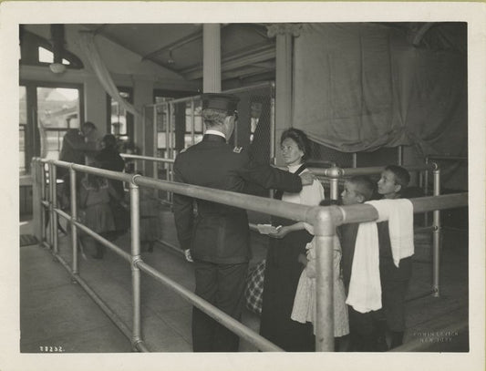 Immigrants undergoing medical examination.