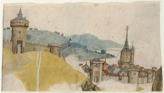 View of a Walled City in a River Landscape Gm-00027301