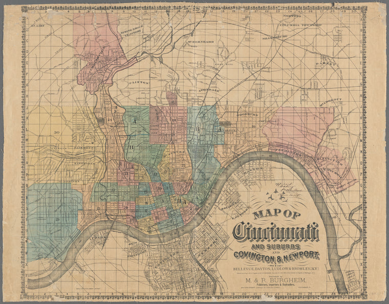 Map of Cincinnati and suburbs and Covington & Newport : Bellevue, Dayton, Ludlow, & Bromley, (Ky.)