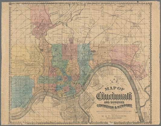 Map of Cincinnati and suburbs and Covington & Newport : Bellevue, Dayton, Ludlow, & Bromley, (Ky.)