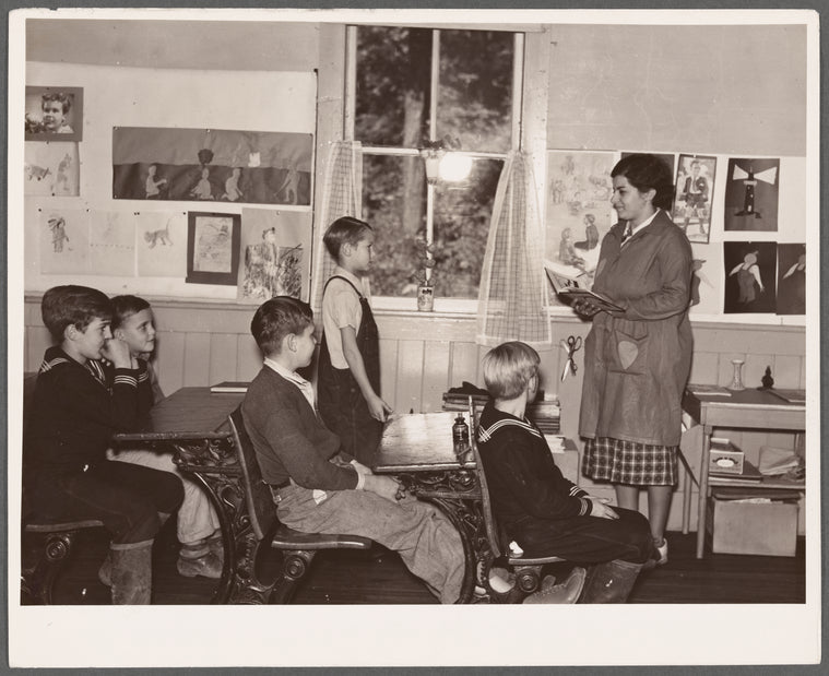 Interior of schoolhouse on land use project. Albany County, New York