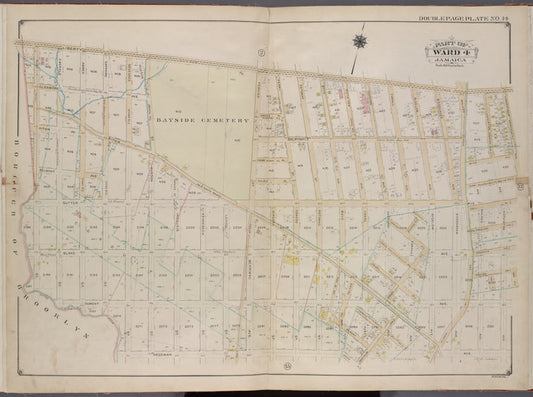 Queens, V. 1, Double Page Plate No. 14; Part of Jamaica, Ward 4; [Map bounded by Liberty Ave., Vanderveer Ave., Hegeman Ave., Spring Creek, Ruby St.]
