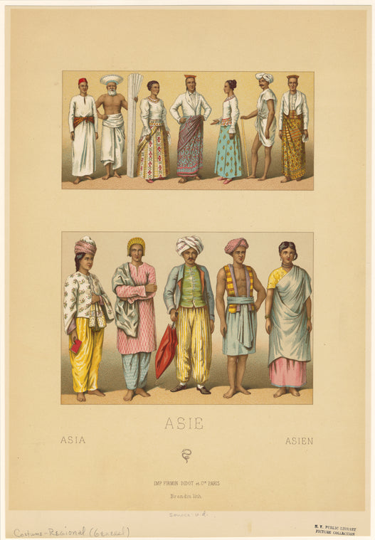 Men and women in traditional Asian dress