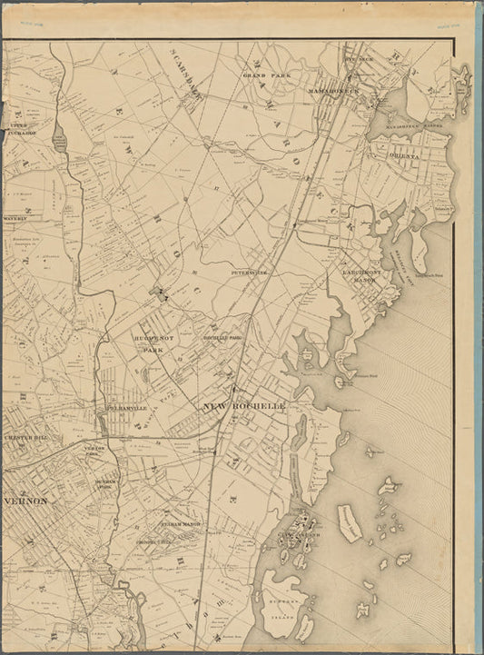 Map of upper New York City and adjacent country : showing the city above 125th Street: the city of Yonkers and townships of East Chester, West Cherster, Pelham, and New Rochelle and a portion of Mamaroneck
