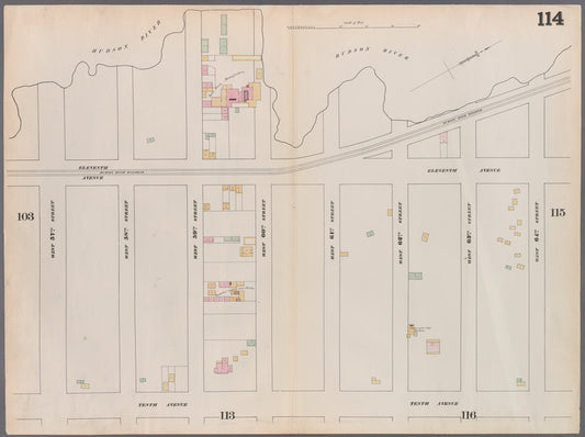 Map bounded by West 64th Street, Tenth Avenue, West 57th Street, Hudson River