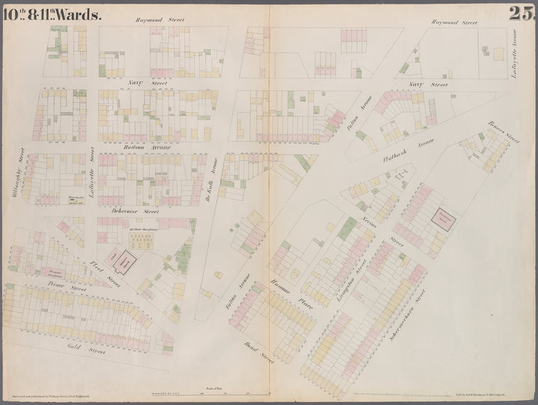 Plate 25: Map bounded by Willoughby Street, Raymond Street, Lafayette Avenue, Flatbush Avenue, Powers Street, Schermerhorn Street, Bond Street, Fulton Avenue, Gold Street