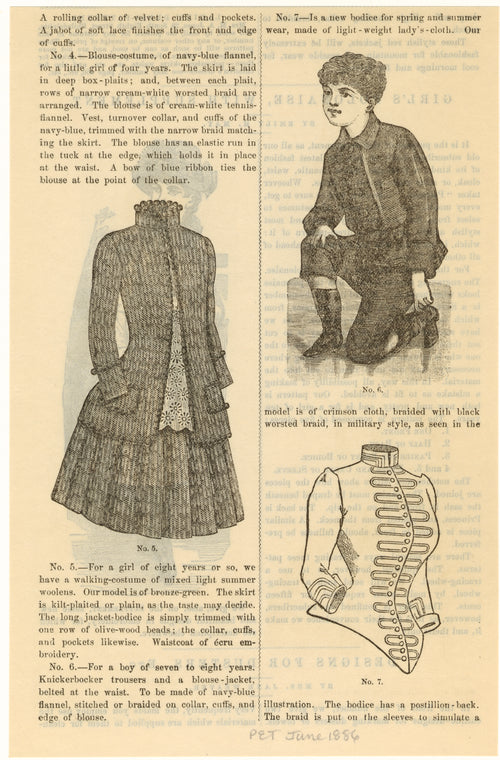 Clothing for a girl, boy, and woman