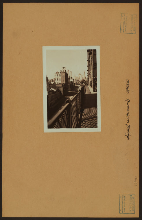 Bridges - Queensboro [Queensborough] Bridge - [South walk looking westward to Manhattan].