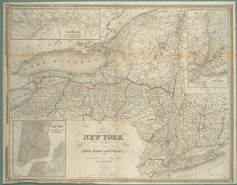 Map of the state of New York : showing the boundaries of counties & townships, the location of cities, towns and villages, the courses of rail roads, canals & stage roads