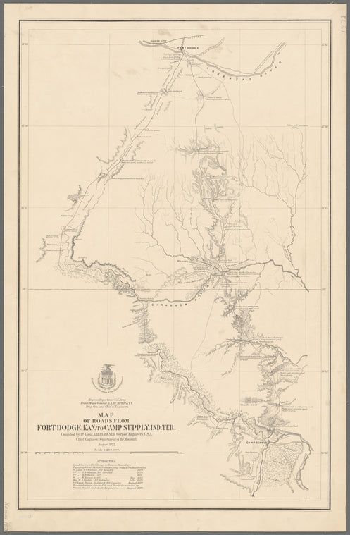 Map of roads from Fort Dodge, Kan. to Camp Supply, Ind. Ter.