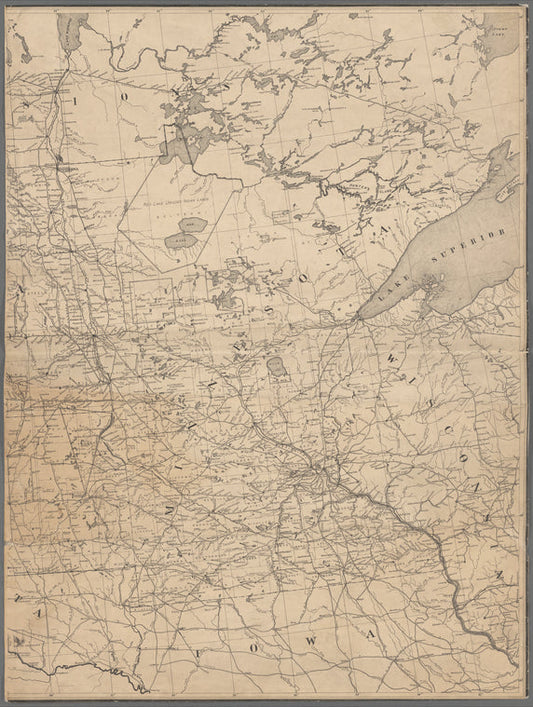 Map of the territory of Minnesota, part of Wisconsin  and the adjacent states