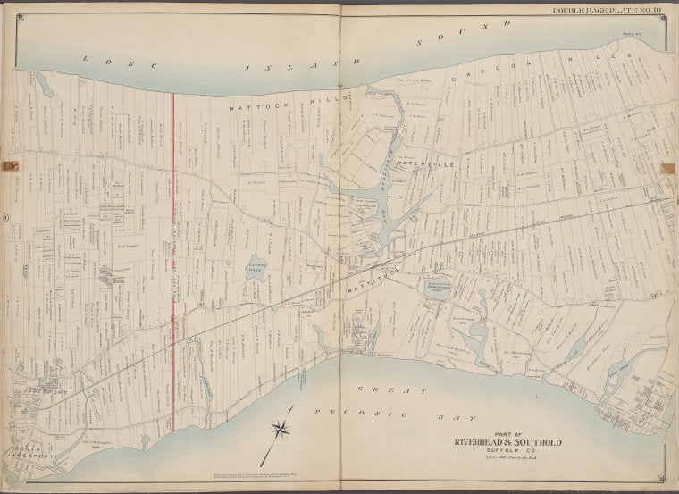 Suffolk County, V. 2, Double Page Plate No. 10 [Map bounded by Long Island Sound, New Suffolk, Great Peconig Bay]South Jamesport, Jamesport]