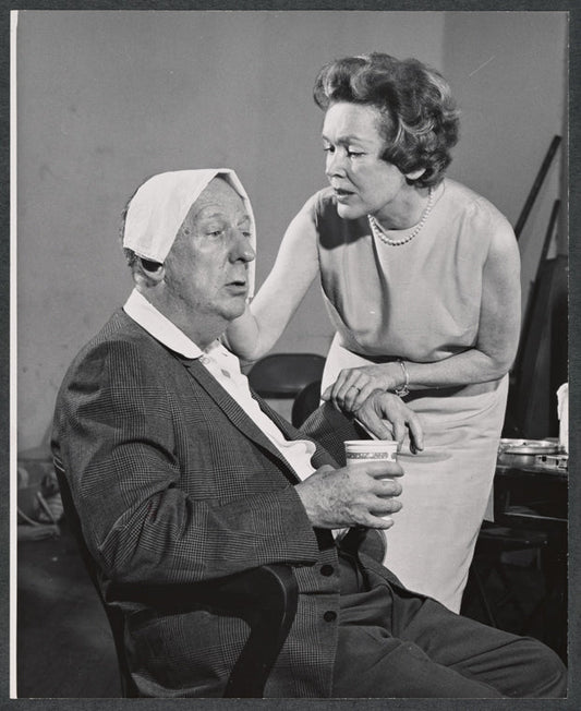 Paul Ford and Maureen O'Sullivan in rehearsal for the stage production Never Too Late
