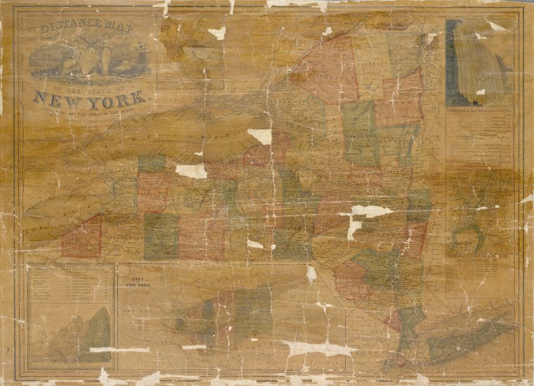 Distance map of the state of New York : containing all the towns in the state.