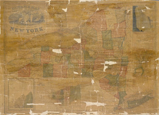 Distance map of the state of New York : containing all the towns in the state.