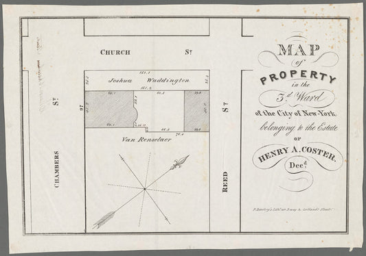 Map of property in the 3d Ward of the city of New-York belonging to the estate of Henry A. Coster, decd.