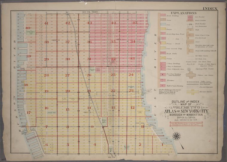 Outline and Index Map of Atlas of New York City, Borough of Manhattan, [14th St. to 59th St.]