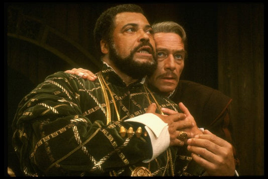 James Earl Jones as Othello and Christopher Plummer as Iago in a scene from the Broadway revival of the play "Othello" (New York)