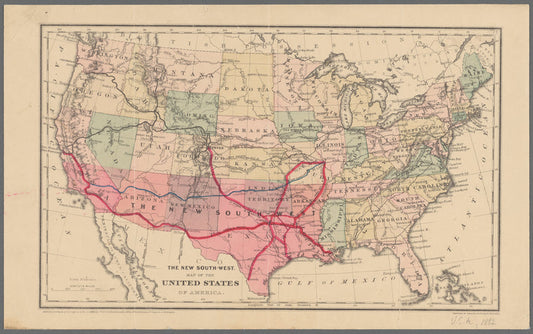 The new South-West, map of the United States of America