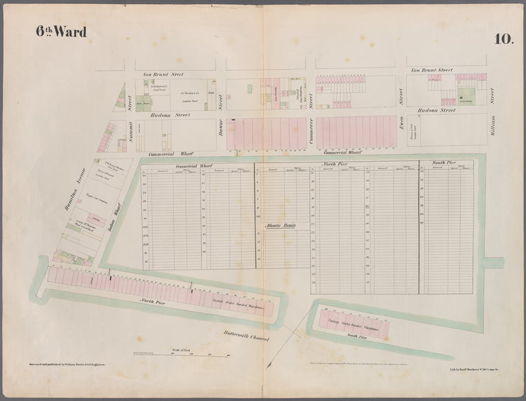 Plate 10: Map bounded by Hamilton Avenue, Van Brunt Street, Clinton Wharf, Buttermilk Channel