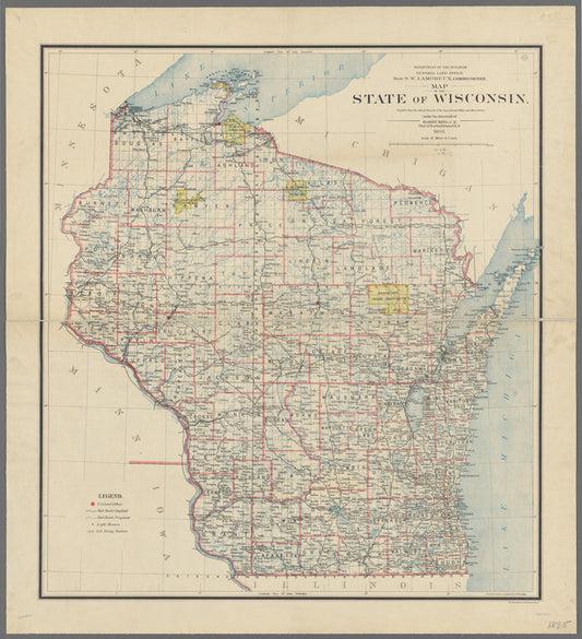 Map of the state of Wisconsin