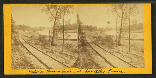View on Kansas River, at Fort Riley, Kansas, 420 miles west of St. Louis, Mo.