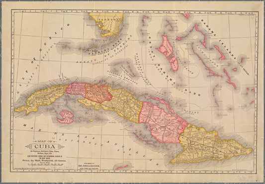 Map of Cuba its provinces, railroads, cities, towns, harbors, bays, etx..