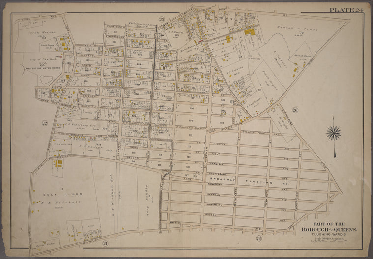 Plate 24: Bounded by Third Avenue, Fourth Avenue, Twelfth Street, Fifth Avenue, 14th Street, Willets Point Road, Whitestone Road, Bayside Avenue, Whitestone Avenue, Fourth Avenue, Sixth Avenue, 3rd Avenue, Hurd Avenue and Eleventh Avenue.