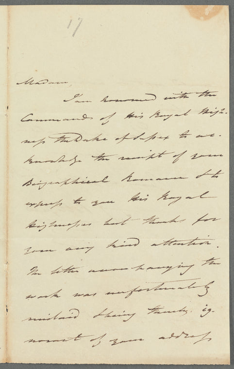 Thomas Joseph Pettigrew to Jane Porter, autograph letter signed