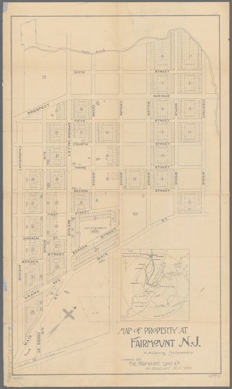 Map of property at  Fairmount, N.J., adjoining Hackensack